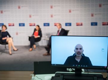 Prof. Dr. Indra Spiecker gen. Döhmann, Lucia Schulten, Axel Voss und Yiannos Tolias @Hessische Landesvertretung